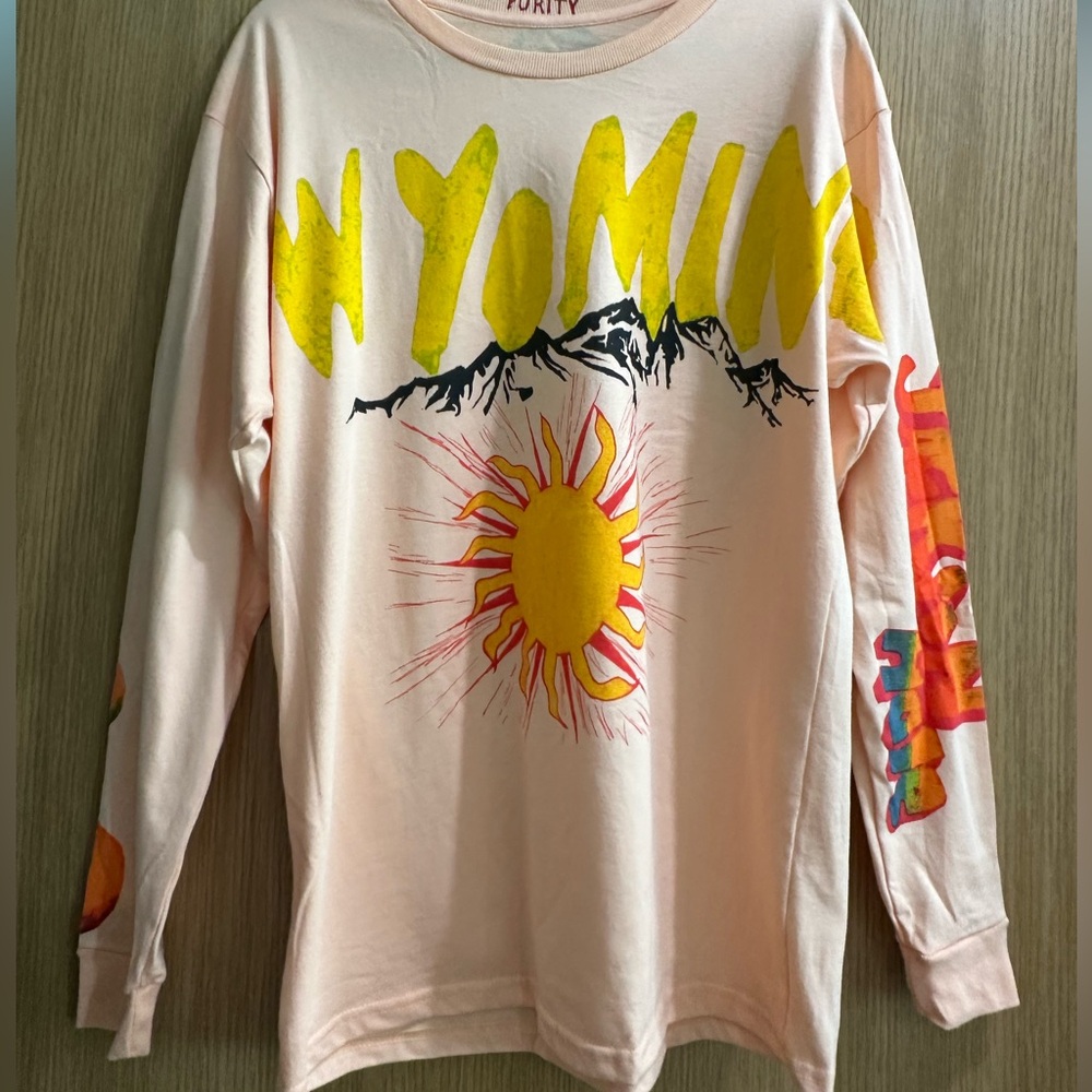 Unisex KKW+Kanye West Wyoming Long Sleeve Shirt “Ye” Album Merch - peach